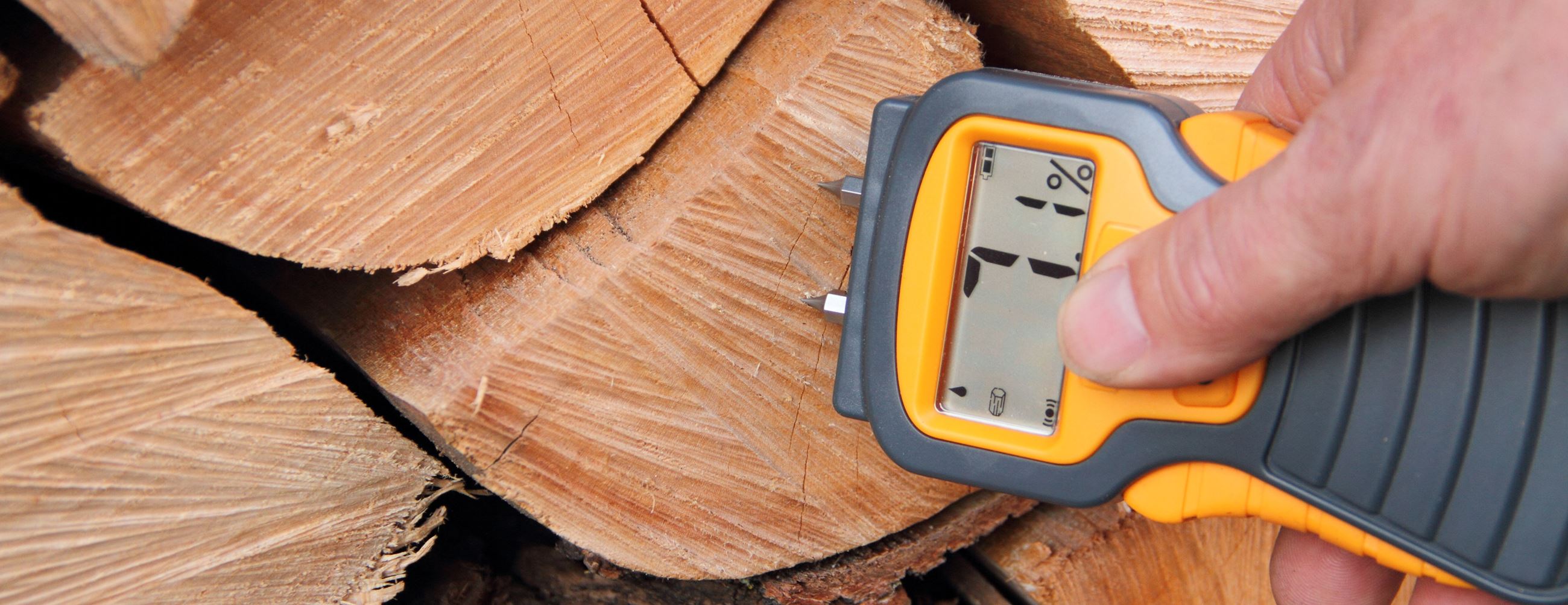 Wood with moisture meter